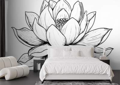 A lotus lily water flower in a vintage woodcut engraved etching style vector illustration. Wall mural