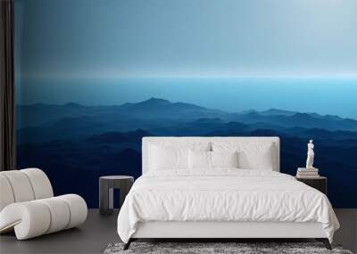 Abstract landscape with mountains in blue tones. Computer generated illustration. Wall mural