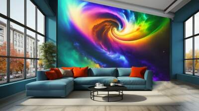 background space and planets bright colorful neon colors and lights Wall mural