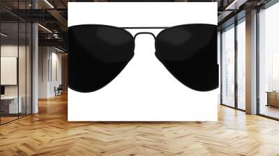 Black aviator sunglasses isolated on white and transparent background. Glasses concept. 3D render Wall mural