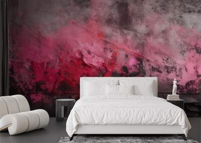 black red rough surface, old concrete wall, pink magenta grunge cement background, panoramic wide banner. Generative AI Wall mural