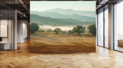 Calm and peaceful Provence countryside landscape. Background image. Created with Generative AI technology. Wall mural