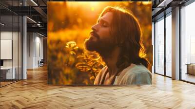 Calming image of Jesus Christ, background Wall mural