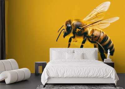 Closeup of a bee. Background image. Created with Generative AI technology. Wall mural