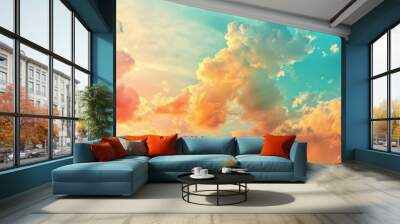 Colorful cloudy sky at sunset. Gradient color. Sky texture Wall mural