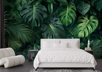 Creative nature leaves background, tropical leaf banner or floral jungle pattern concept Wall mural