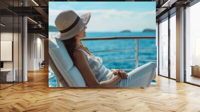 Cruise ship luxury travel holiday destination woman on Europe summer vacation Wall mural