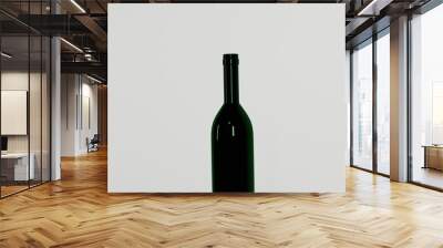 Dark green glass bottle for wine without cork isolated on white background. 3D render Wall mural