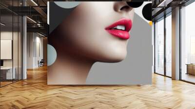 Fashion Girl Collage. A banner with a woman and paper geometric collage. Contemporary magazine composition. Colorful photo. Modern banner. High quality photo Generate AI Wall mural