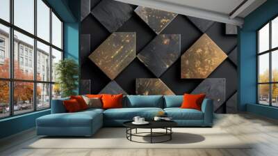 Geometric pattern with black and gold shapes Wall mural