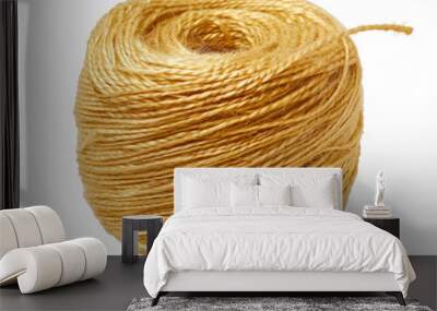 Golden yarn isolated on white background. Created with Generative AI technology. Wall mural