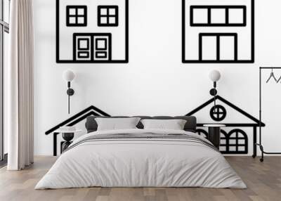 Houses Flat Icon Set Isolated On White Background Wall mural