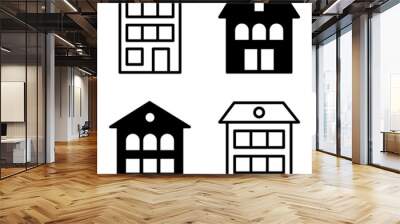 Houses Flat Icon Set Isolated On White Background Wall mural