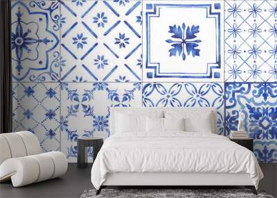 Italian ceramic tile pattern. Ethnic folk ornament. Mexican talavera, Portuguese azulejo or Spanish majolica. Wall mural