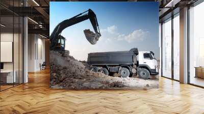 loading a large lorry building material Wall mural