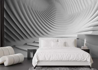 Minimal abstract white futuristic background. Sci-fi illustration. Ai generated Wall mural