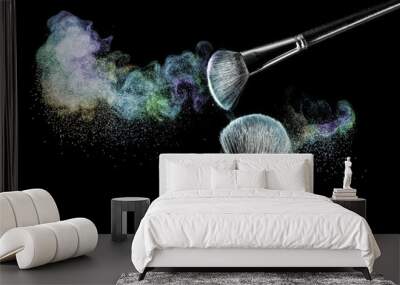 makeup brushes with powder Wall mural