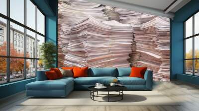 pile of paper documents in the office Wall mural