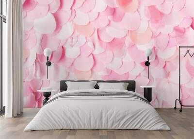 Flat lay spring pink textile petals pattern Wall mural