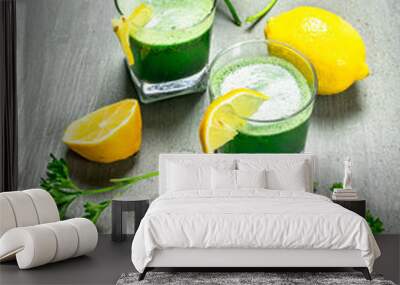 Healthy smoothie with lemon and parsley. Wall mural