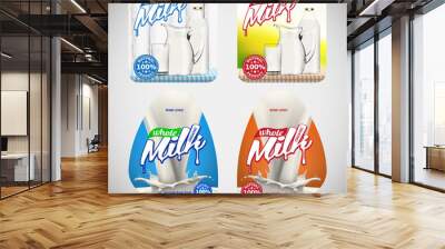 High quality labels of whole natural milk ready for your desing and branding Wall mural