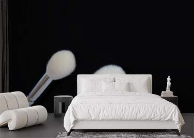 makeup brushes on colored backgrounds. View from above Wall mural