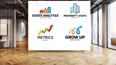 Metrics Analytics Logo Vector Template Set Wall mural