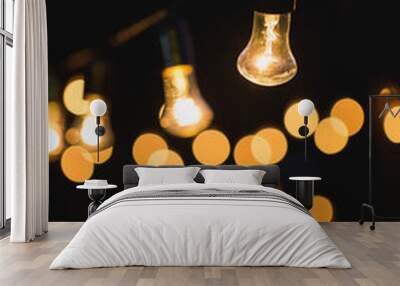 Light bulb decor in outdoor party Wall mural