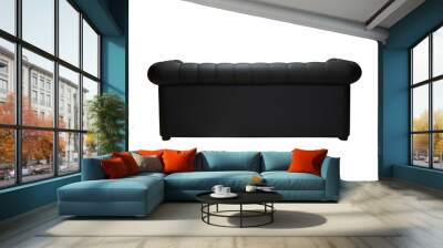 black leather office sofa in retro style on white background, back view Wall mural