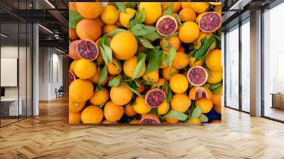 Sicilian orange red tasty fresh ripe juicy healthy food Wall mural