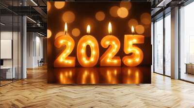 New Year numbers in the form of candles Wall mural