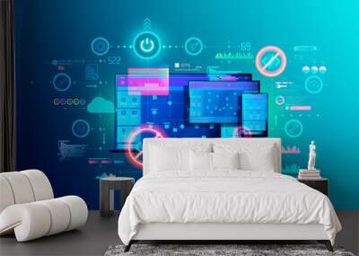 Low Code and No Code Development Platforms - Conceptual Illustration Wall mural