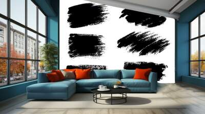 Painted grunge stripes set. Black labels, background, paint text Wall mural