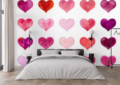 Watercolor hearts for St. Valentine s Day. Vector Wall mural