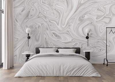 Abstract wavy grey liquid texture with swirls. Grey and white. Fluid art background. For wall floor tiles. Wall mural