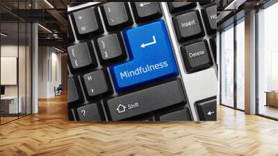 conceptual keyboard - mindfulness (blue key) Wall mural