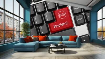 Conceptual keyboard - Racism (red key) Wall mural