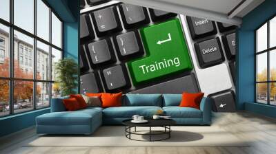 Conceptual keyboard - Training (green key) Wall mural