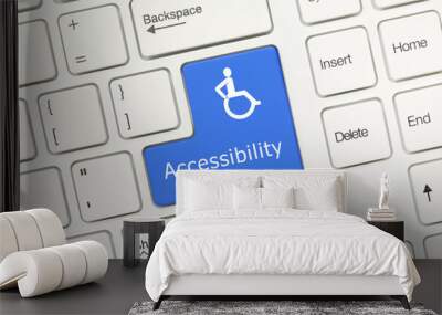 White conceptual keyboard - Accessibility (blue key) Wall mural