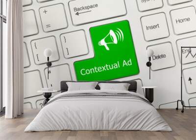 White conceptual keyboard - Contextual Ad (green key) Wall mural