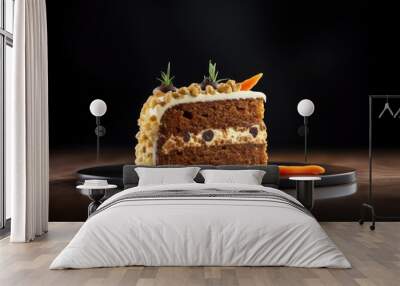 Carrot Cake, Orange Vegetable Dessert, Carrot Pastry, Abstract Generative AI Illustration Wall mural