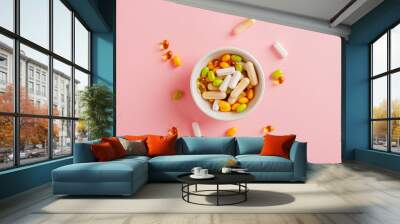 Color Dietary Supplements, Vitamin Capsules, Mineral Pills, Healthy Multivitamin Capsule Wall mural