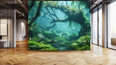 Freshwater Planted Aquarium, Aquascaping, Underwater Landscape Nature Forest Style, Aquarium Tank Wall mural