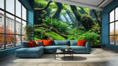 Freshwater Planted Aquarium, Aquascaping, Underwater Landscape Nature Forest Style, Aquarium Tank Wall mural