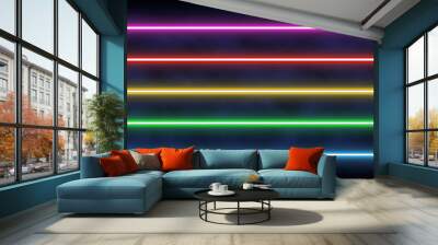 Vector neon tubes, sticks, glowing light bulbs, led effect strokes Wall mural