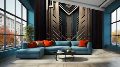 Vintage Door, Art Deco Enter, Luxury Elevator Door, Art Nouveau Architecture Abstract Generative AI Illustration Wall mural