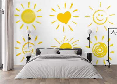 drawn sun icons  Wall mural