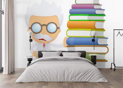 funny cartoon scientist Wall mural