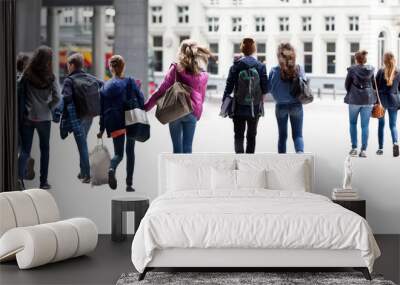 A large group of young people. Wall mural