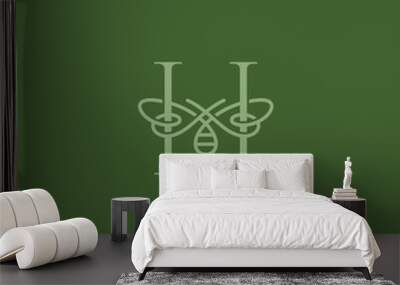 luxury letter H and bee for beekeeping logo design Wall mural